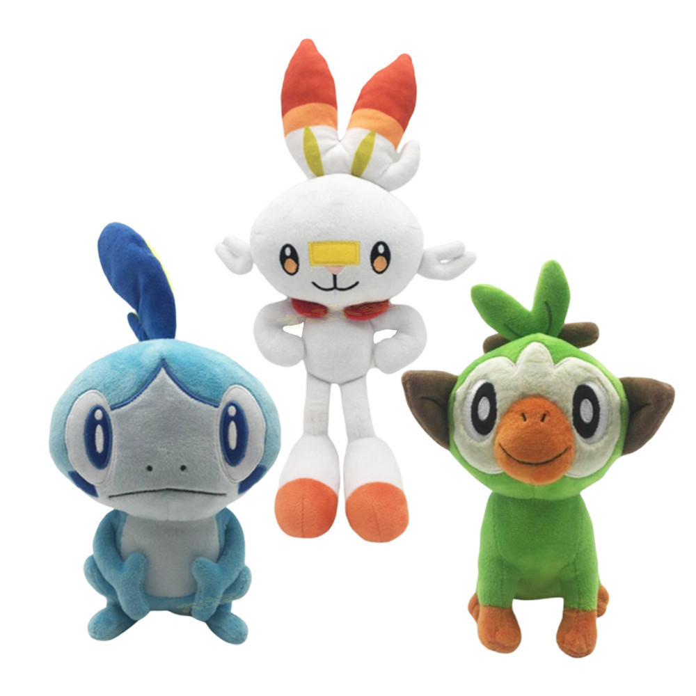 23-35cm Japan Pokemon Sword/Shield Scorbunny Sobble Grookey Pocket Monster Plush Toys Doll Rabbit Monkey Lizard Lagarto