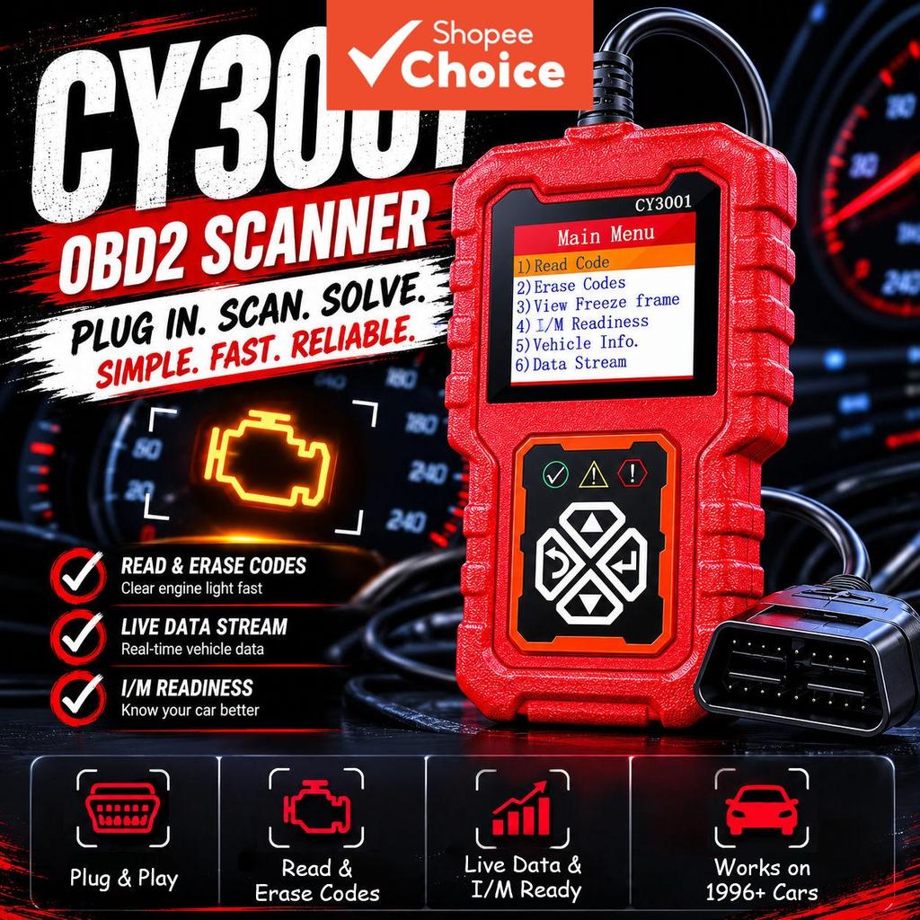CY3001 Scanner OBD II Universal, Leitor de Códigos de Falha do Motor Automotivo, Ferramenta de Diagnóstico CAN do
