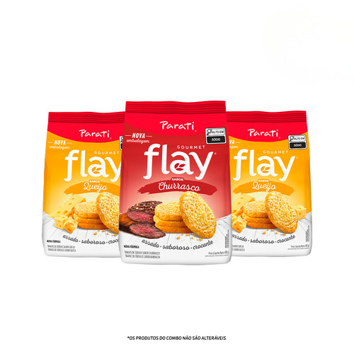 Combo Flay Gourmet Queijo 40g 2 unidades + Flay Gourmet Churrasco 40g 1 unidade