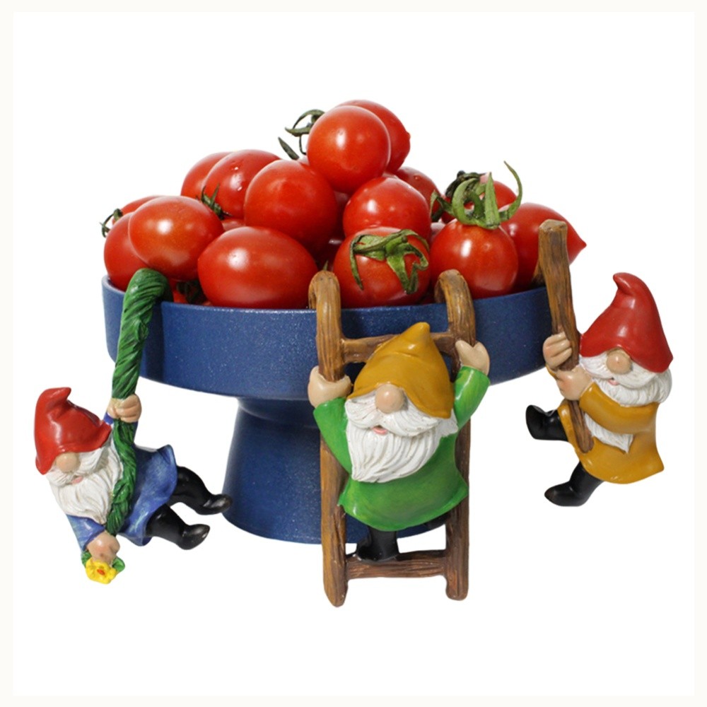 Conjunto De Três Estátuas De Gnomo De Resina Durável Adequadas Para Decoração De Jardim E Pátio [waroom.br]