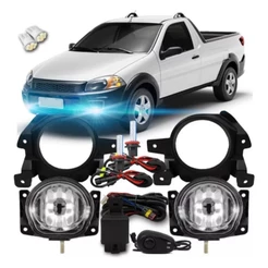 Kit Farol De Milha Neblina Auxiliar Strada 2014 2015 2016 2017 2018 2019 + Kit Xenon 8000k