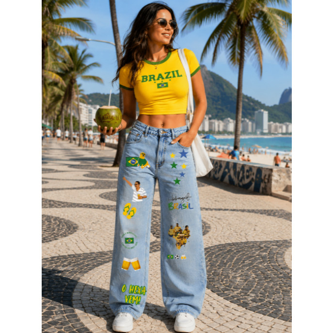Adesivo DTF Copa do Mundo BRASIL | Termocolante Calça Jaqueta Camisa pronto para usar.
