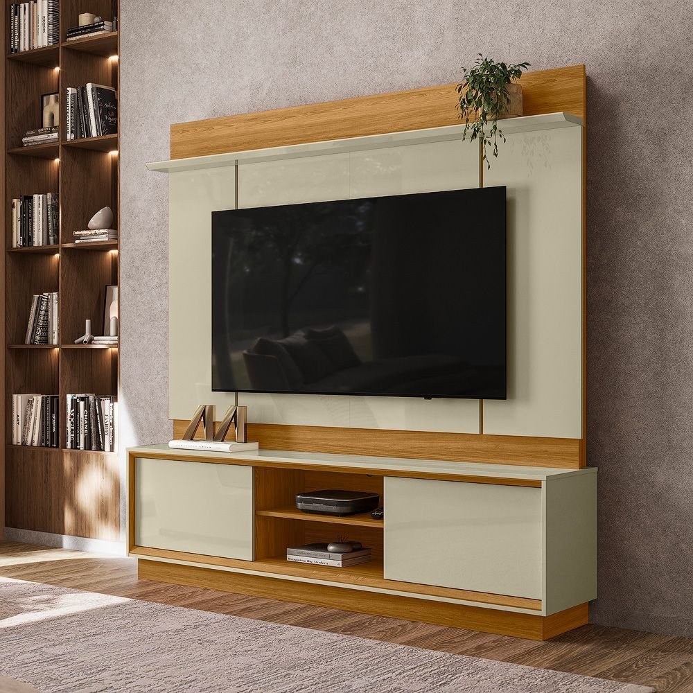 Estante para TV e Home Theater até 75 Polegadas 183,5cmx186,5cm Siena Bege Cumaru/Opala Cumaru/Opala