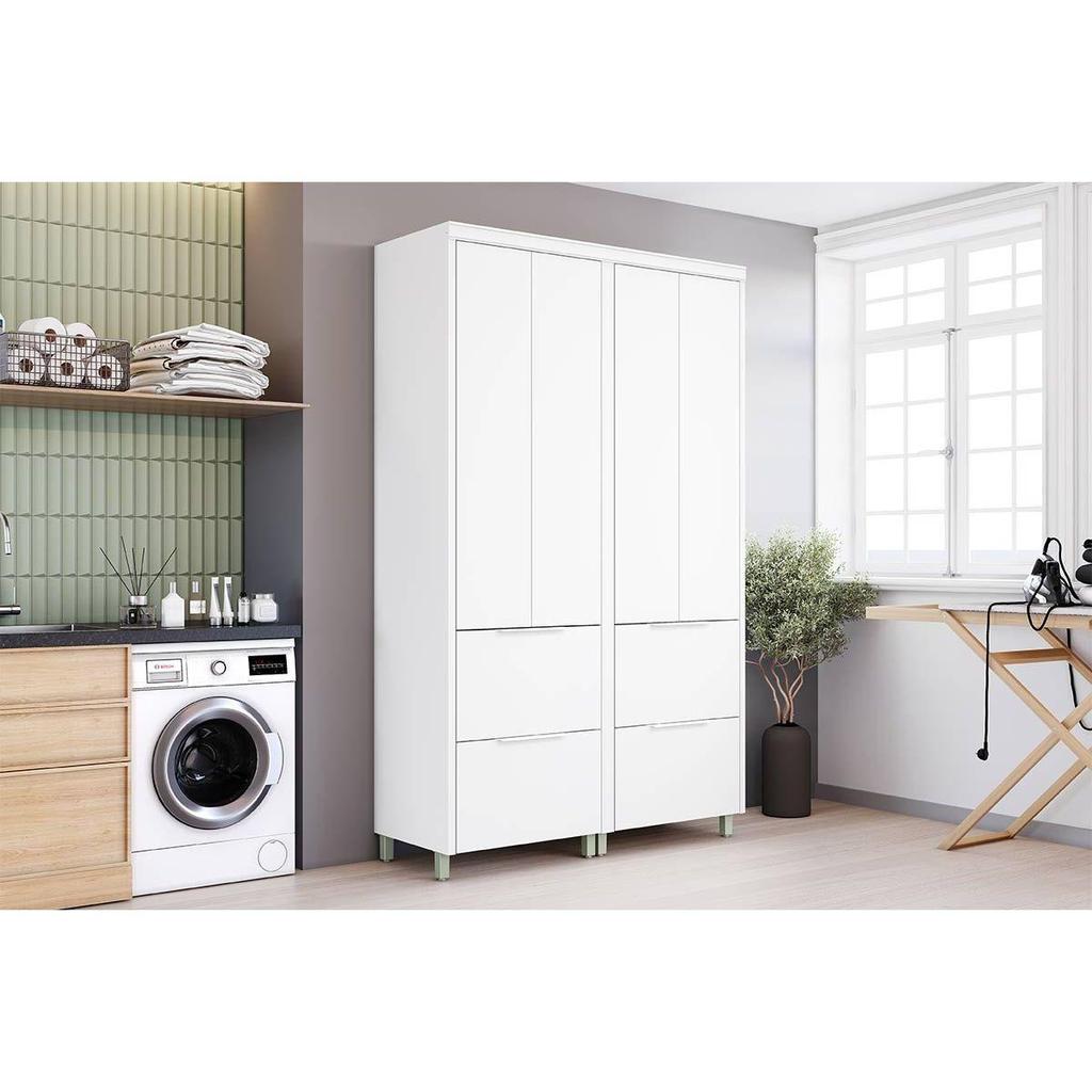 Multiuso Lavanderia Marquesa c/ 4 Portas e 4 Gavetas 140cm Branca - Nesher
