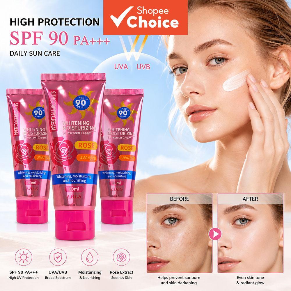 3 unidades BB Cream Protetor Solar SPF 90 PA+++ com Base Tonalizante | Primer de Maquiagem Cobertura Perfeita à Prova