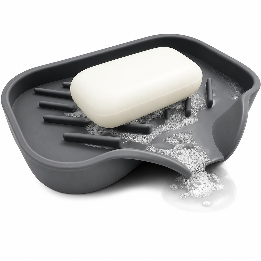 Saboneteira De Silicone Premium Com Bico De Drenagem-Organizador De Pia Multifuncional Para Cozinha E Banheiro