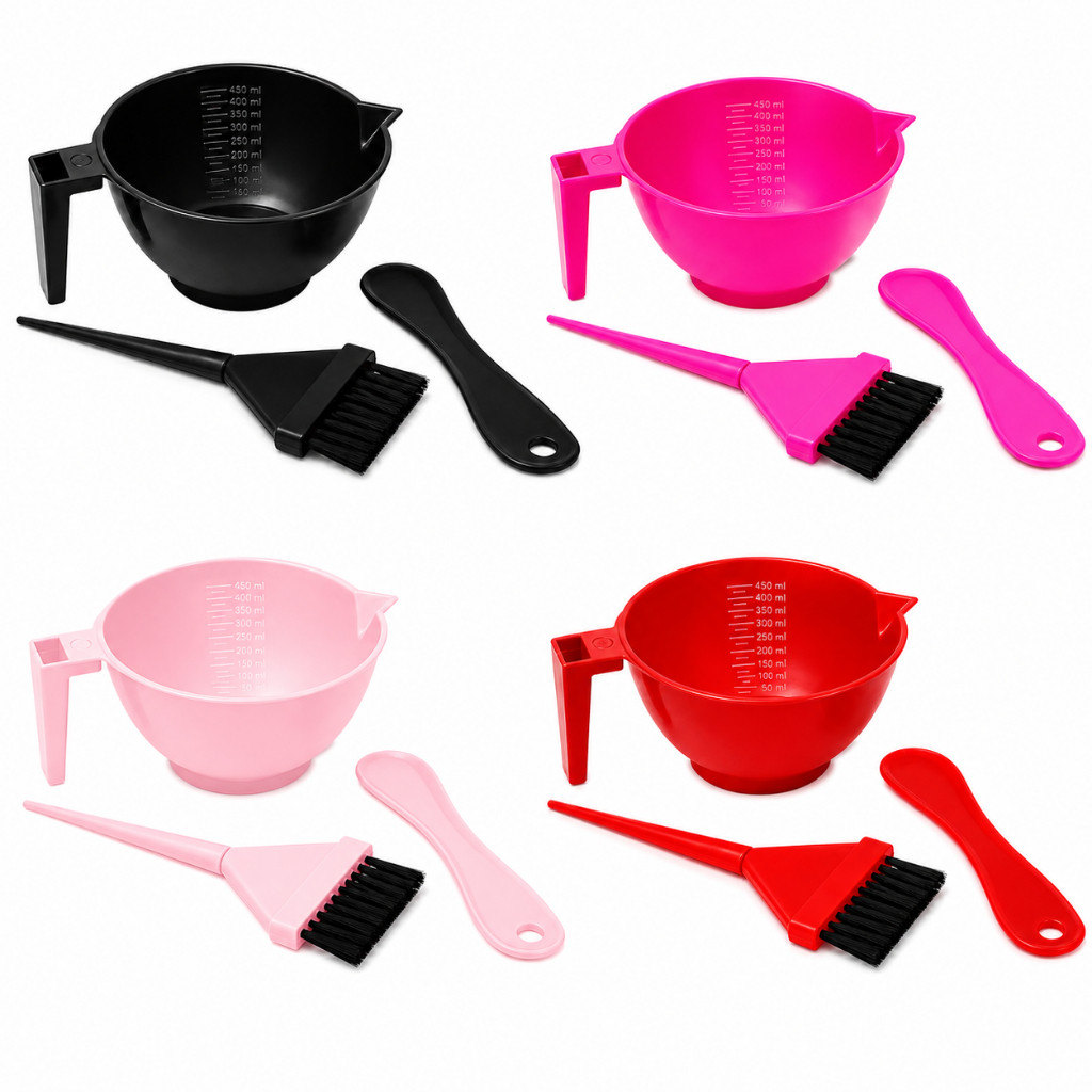 Kit Titura Progressiva Pote Cumbuca Pincel Espátula Para Barbeiro Cabeleireiro