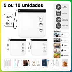 5/10 peças preto transparente saco de higiene pessoal saco de cosméticos saco de viagem à prova de vazamento à prova dwa