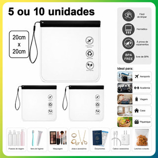 5/10 peças preto transparente saco de higiene pessoal saco de cosméticos saco de viagem à prova de vazamento à prova dwa
