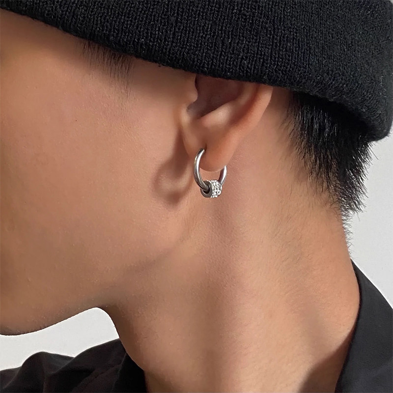 Brinco Pendente Brinco Argola Grande Brinco Feminino Clipe de orelha estilo masculino titânio aço não perfurado diamante