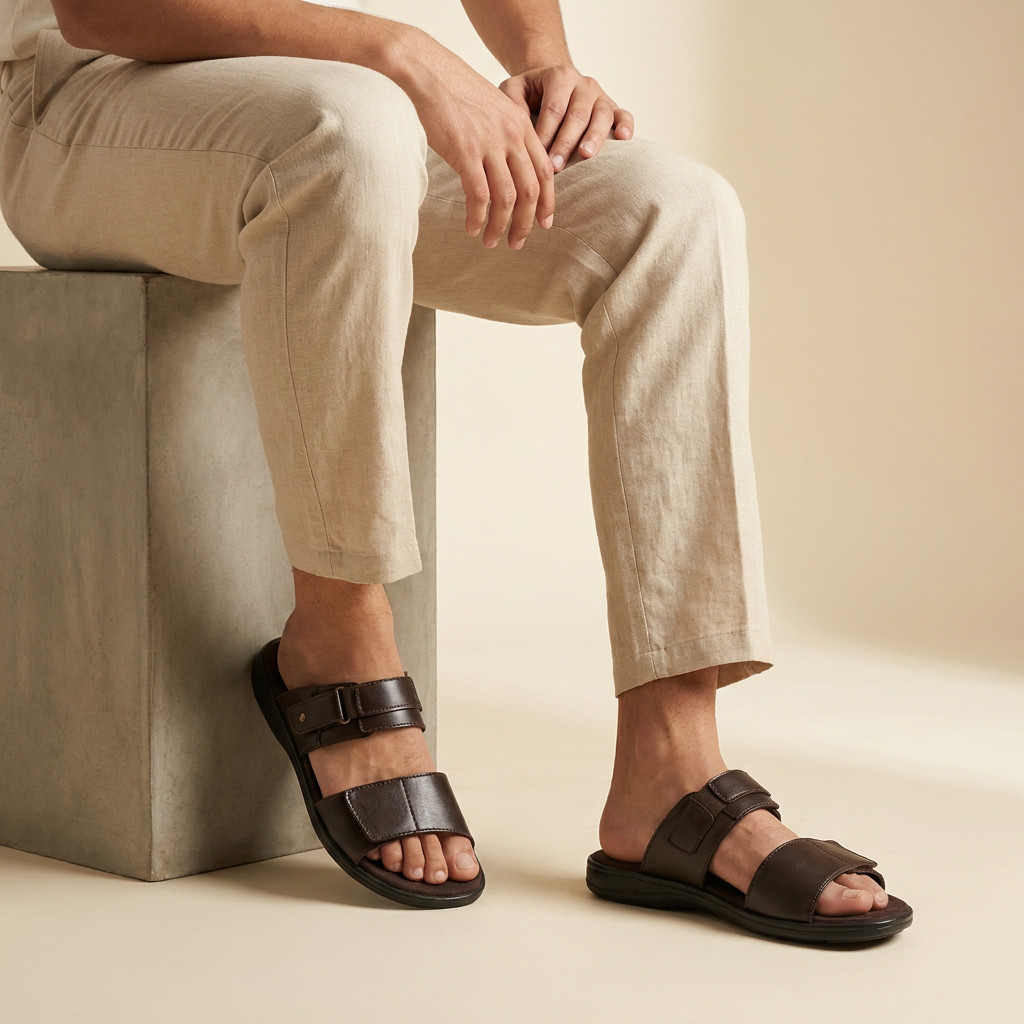 Sandália Masculina Sintético Flexível Casual Confortável Verão Leve Antiderrapante
