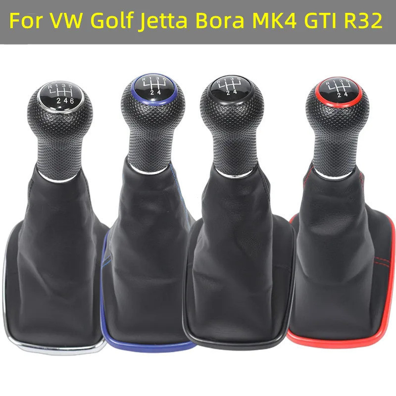Para VW Golf 4 IV MK4 GTI R32 Bora Jetta 1999-2004 Manopla de Câmbio e Coifa 5/6 Velocidades Vermelho Azul Preto Peças A