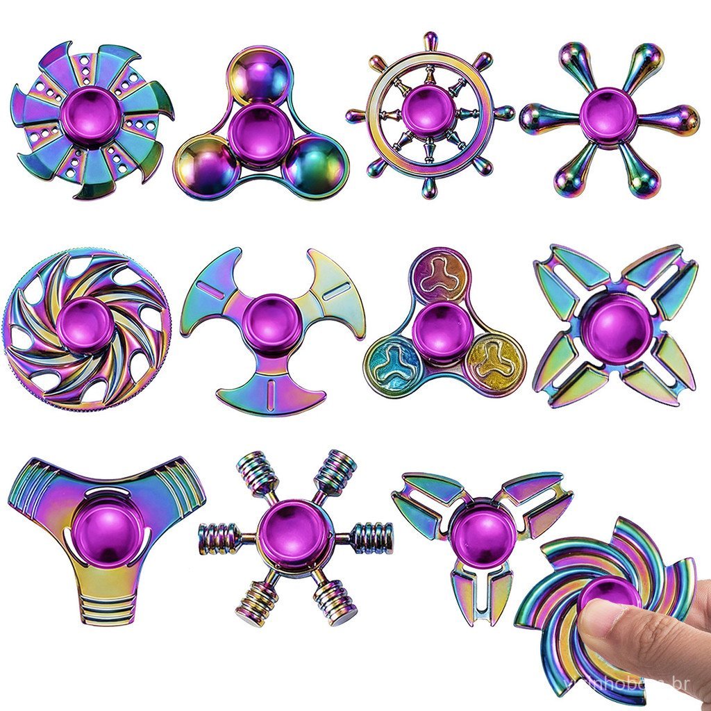Fidget Spinner de Liga Metálica, Brinquedo Antiestresse, Hand Spinner, Pião de Dedo, Brinquedo de Feira de Rua