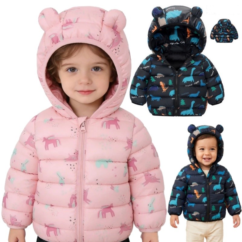 Jaqueta Leve Com Capuz E Estampa De Dinossauro De Desenho Animado , Meninos , Meninas , Roupas Casuais De Inverno
