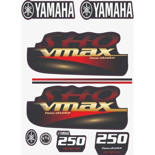Yamaha Vmax 250 Hp Motor De Popa Decalques Adesivo