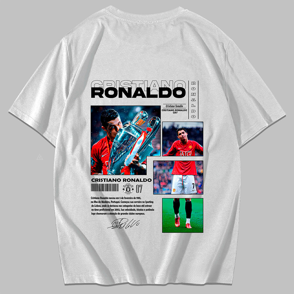 [Camiseta Premium em Algodão Puro]VU Camiseta Camisa Ronaldo CR7 Futebol Streetwear Exclusivo Unissex Algodão