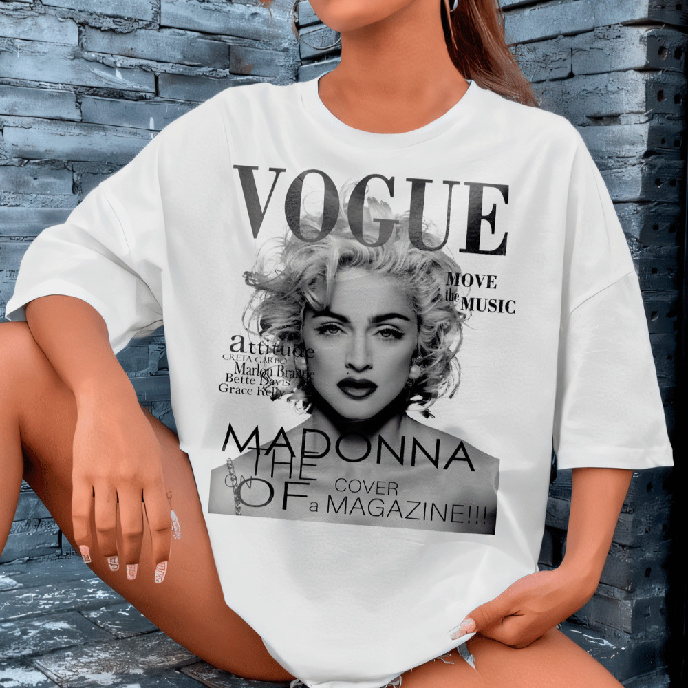 Camiseta Feminina Vogue Madonna Streetwear Algodão Estampada Looks Despojados Envio Imediato