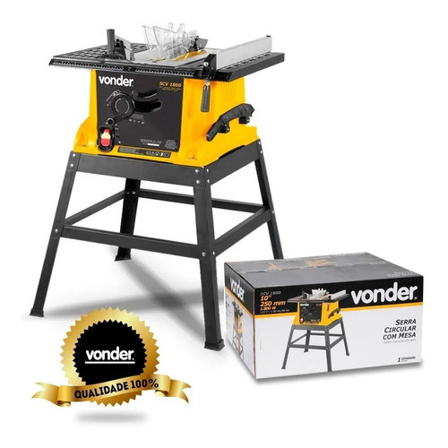 Serra Circular Bancada com Base Madeira com Esquadro para Angulos 10" 1800W SCV1800 Vonder