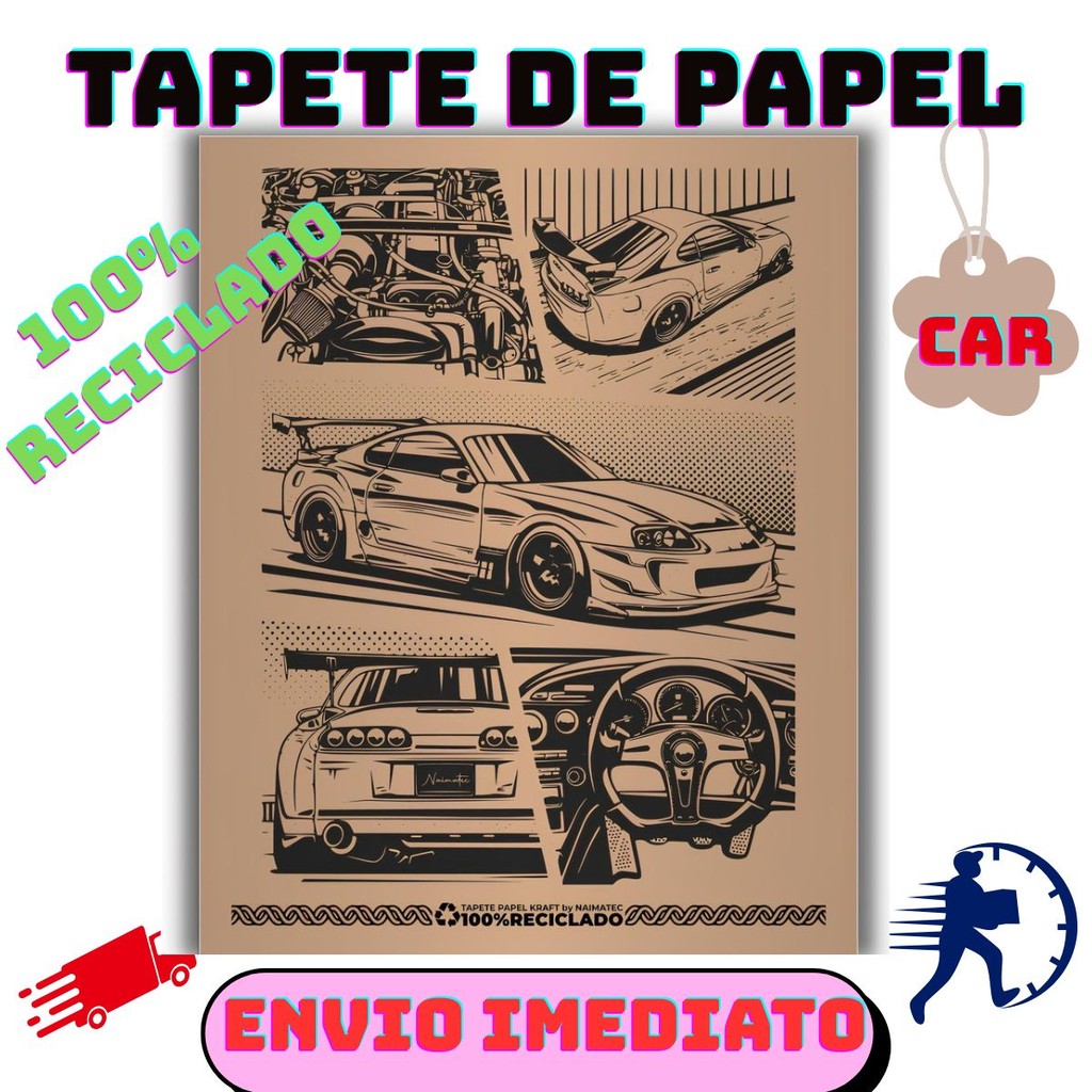 TAPETE DE PAPEL RECICLADO P/LAVA RÁPIDO CARRO TOYOTA SUPRA 40x47CM PACOTE COM 4 QUILOS