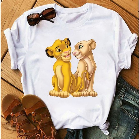 Camiseta Básica Algodão Unissex Filme Rei Leão Simba  Nala