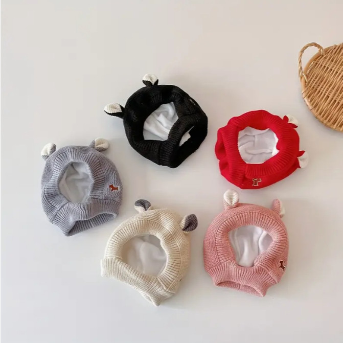 Bonito Chapéu Do Bebê Inverno Dos Desenhos Animados Orelha De Malha Earmuffs Gorro Cor Sólida Engrossar Pelúcia Quente P — imagem 2 de 2