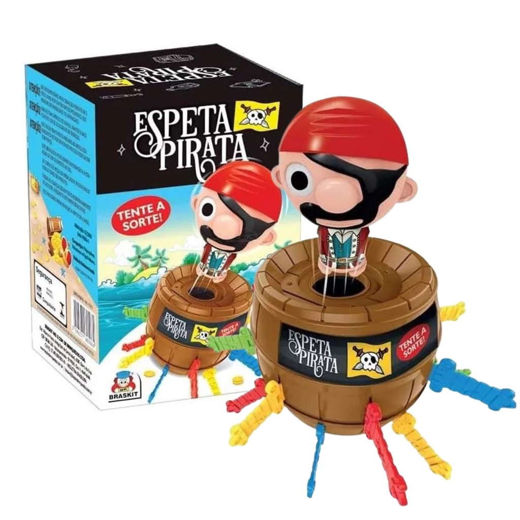 Jogo Infantil Espeta Pirata +4 Anos Braskit Brinquedo Educativo Criança Presente Unissex