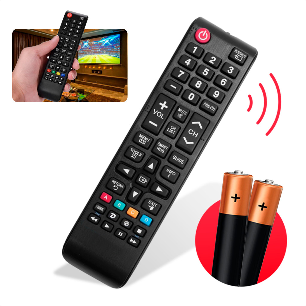 Controle Remoto Para Tv Samsung Smart Hub Futebol + 2 Pilhas – Montones