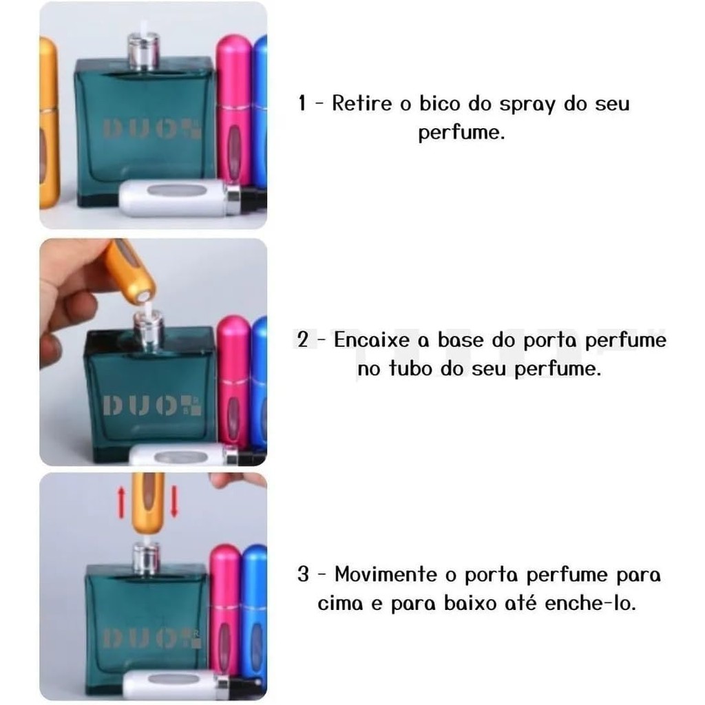 Kit com 3 Frasco de Perfume Recarregável 3x5ml Alumínio — imagem 2 de 2