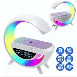 Caixa de Som com Relógio e Luminária G RGB Colorida Bluetooth Carregamento por Indução em Oferta na Shopee