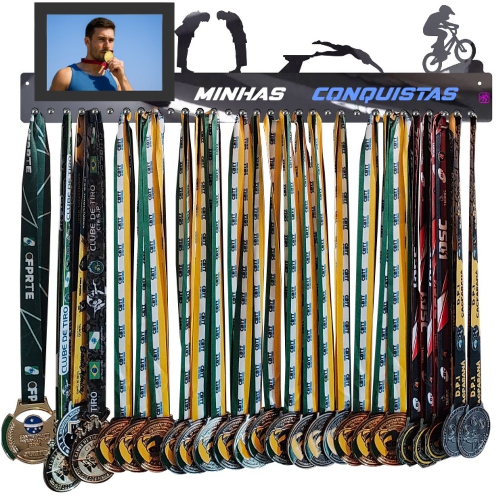 Porta Medalha BMX+JUDO+NATAÇÃO Porta Retrato 61cm
