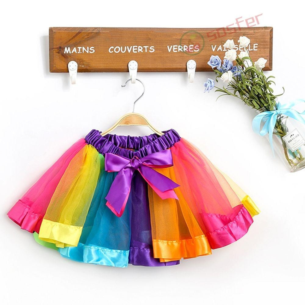 SOSFER Saia Arco-Íris Tutu Multicolor Festa Princesa Bebê