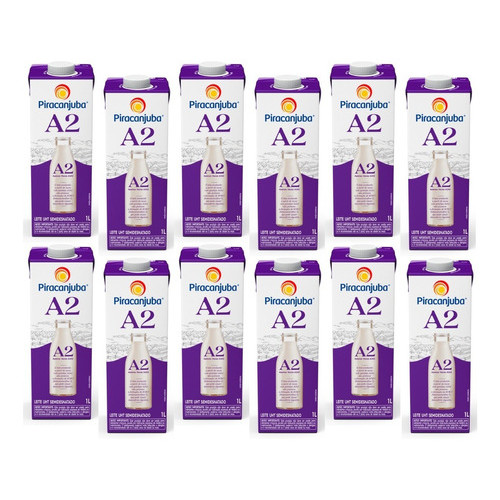Kit 12 Leite UHT Semidesnatado A2 Piracanjuba 1L