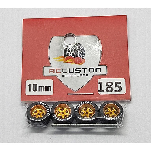 Rodas com pneu de borracha Para Customização de Hot Wheels Matchbox e Miniaturas 1/64  Ac Custon  10 mm modelo 185