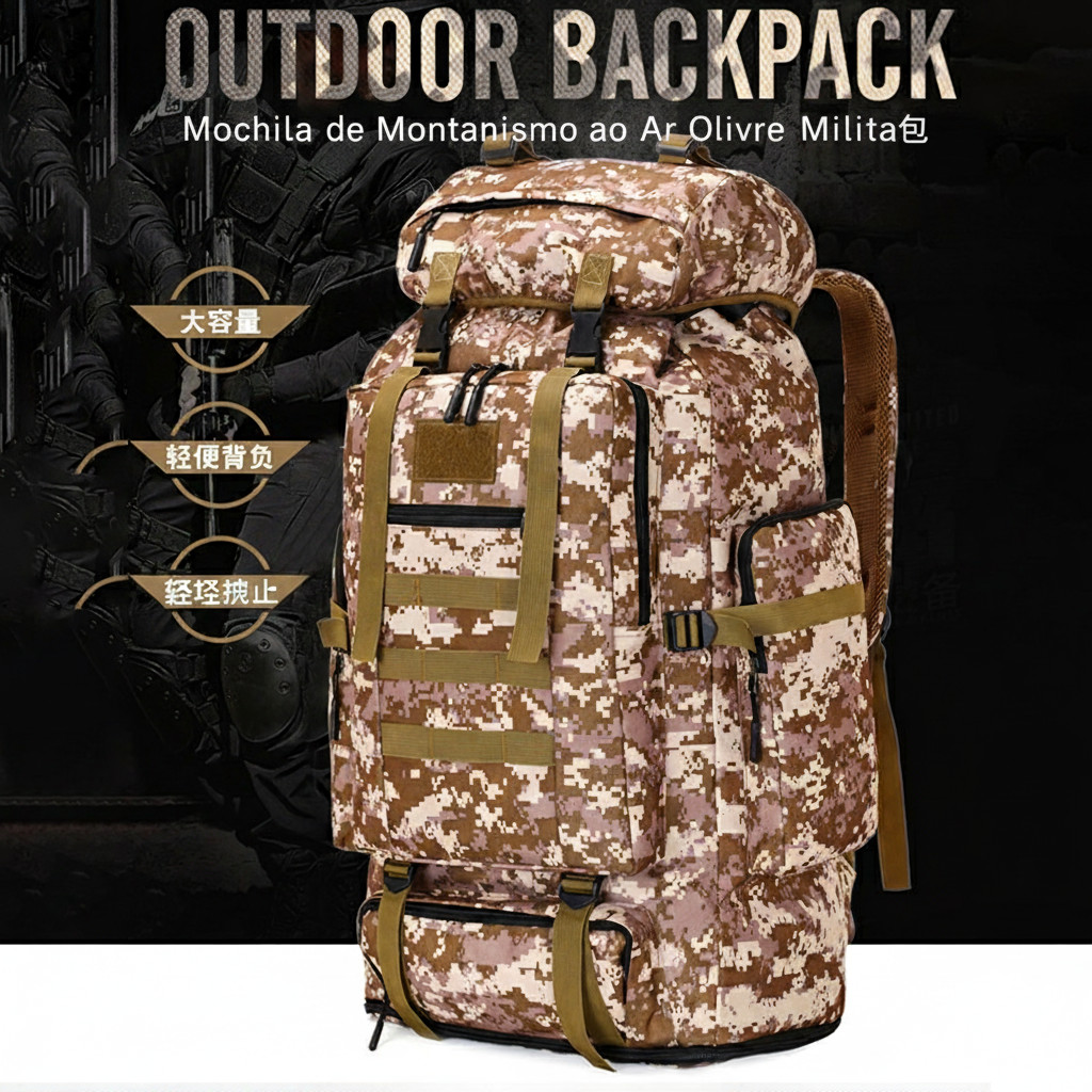 Mochila Cargueira 80L Impermeável para Trilha e Camping Montanismo Viagens Aventuras em Oferta na Shopee