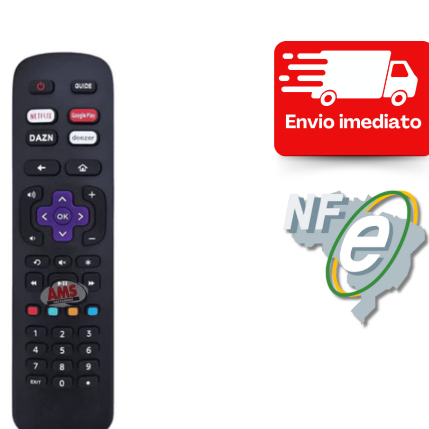 Controle Remoto Compatível Com Aoc Smart Tv Roku 32 40 42 43 Le22h138 Le22h158