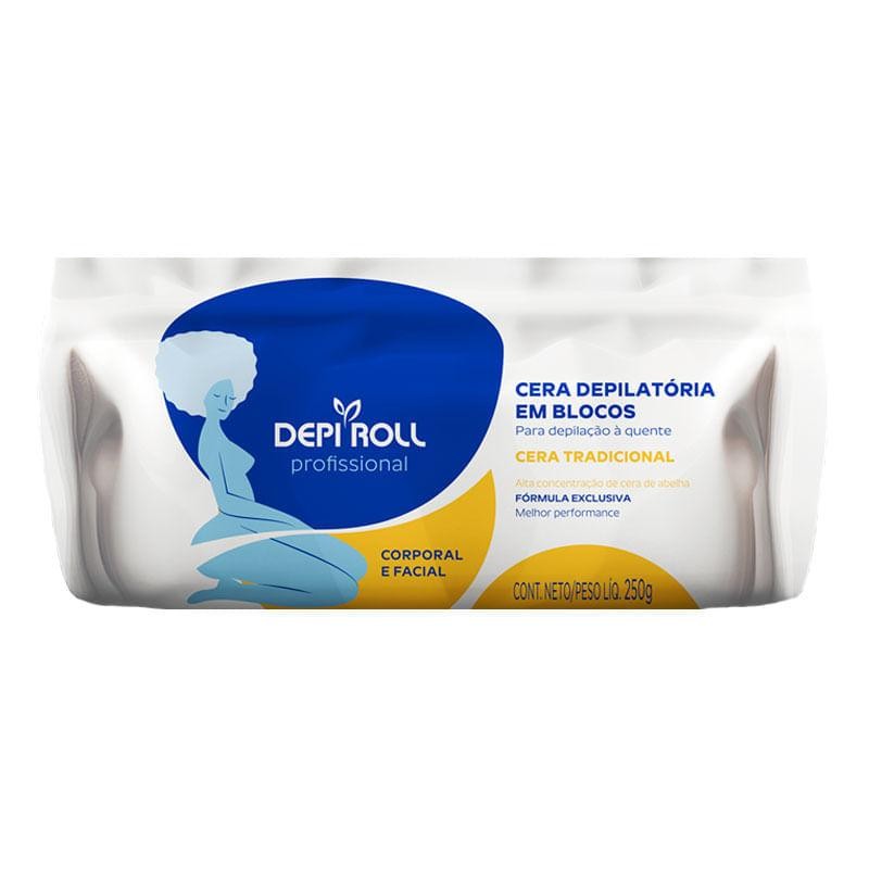 Cera Depilatória Tradicional Depi-Roll em Blocos Corporal e Facial - 250g em Oferta na Shopee