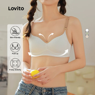 Lovito Sutiã Push Up Sem Costura Respirável E Confortável Para a Pele Com Patchwork E Contraste Para Mulheres LNL43140 em Oferta na Shopee