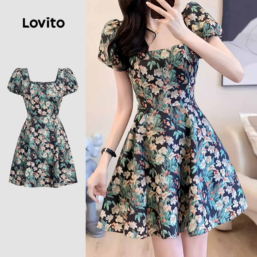 Lovito Vestido Elegante Clássico E Versátil Macio E Confortável Para a Primavera/verão Ideal Para Mulheres L149ED257 em Oferta na Shopee