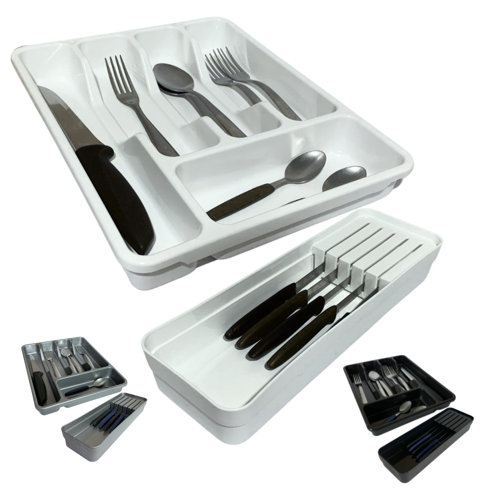 Kit Organizador Separador Suporte P/ Gaveta Porta Talheres Facas Utensílios E Faqueiro C/ Divisórias