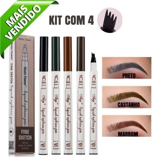 Kit 2 Caneta Microblading Para Sobrancelha Ponta Tipo Garfo À Prova D’Água Caneta de Barba