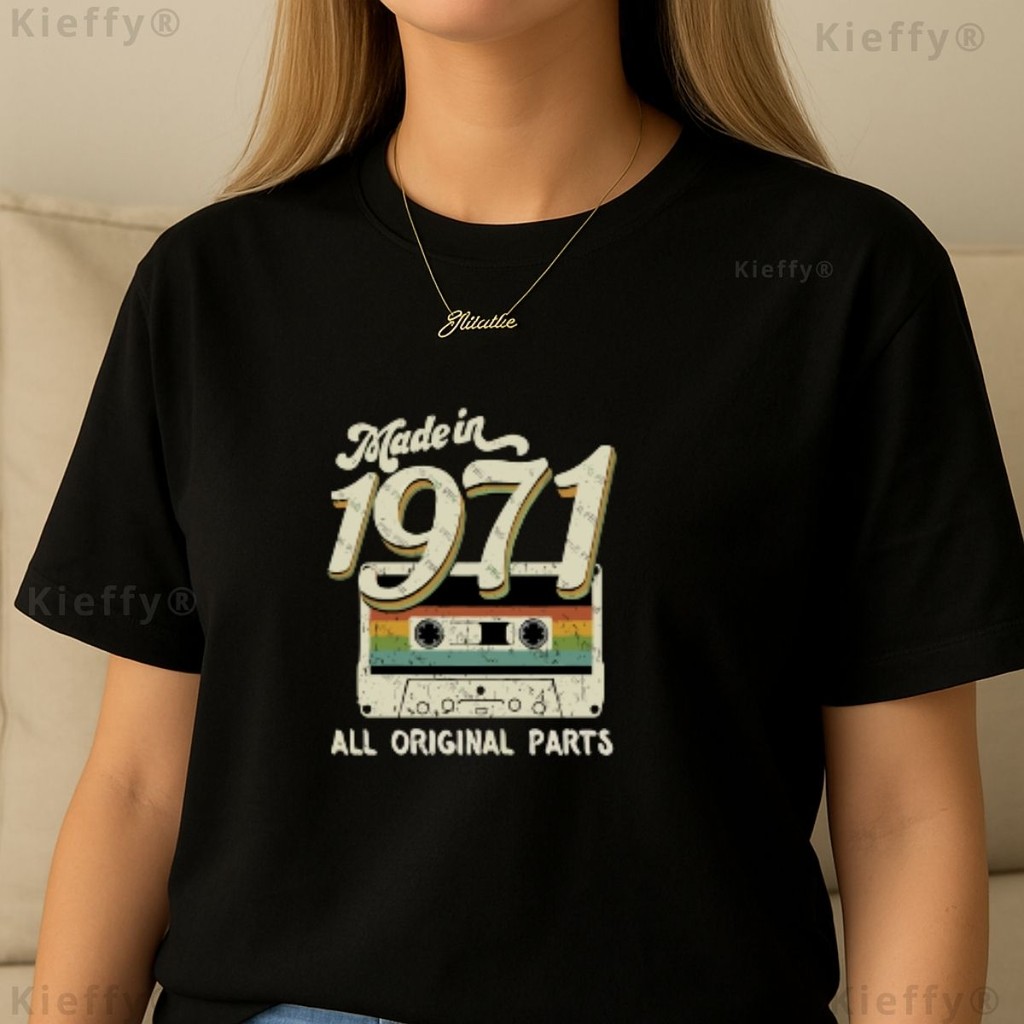 T-Shirt Feminina 100% Algodão Camiseta Vintage 1971 em Oferta na Shopee
