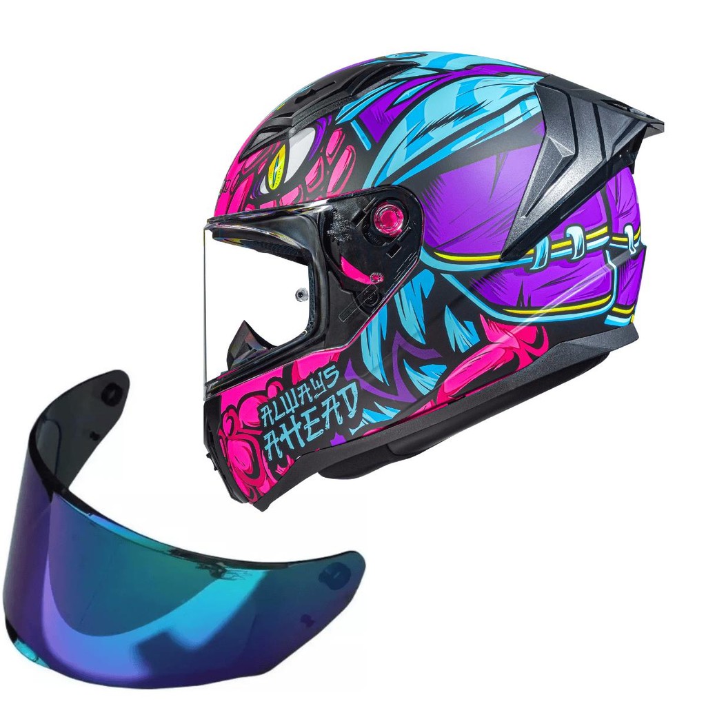 Capacete Moto Ls2 FF810 Vigo Drillox Roxo + Viseira Camaleao