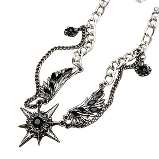Colar Estrela Angelical Pedra Preta Joia Dark Moda Feminina
