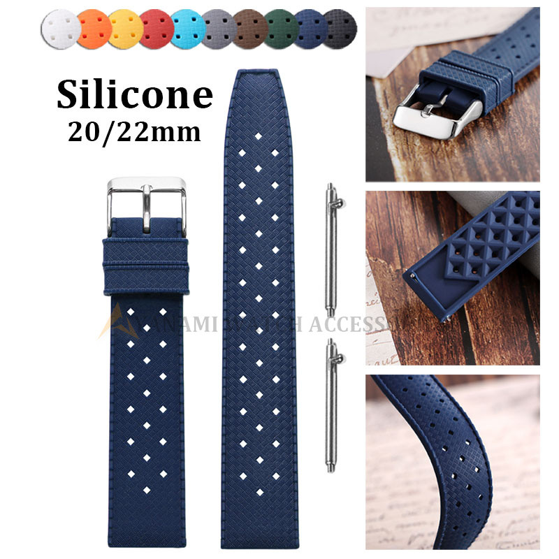 Pulseira De Relógio De Silicone 20mm 22mm Liberação Rápida Borracha Tropical À Prova D'água Universal Esporte Masculino
