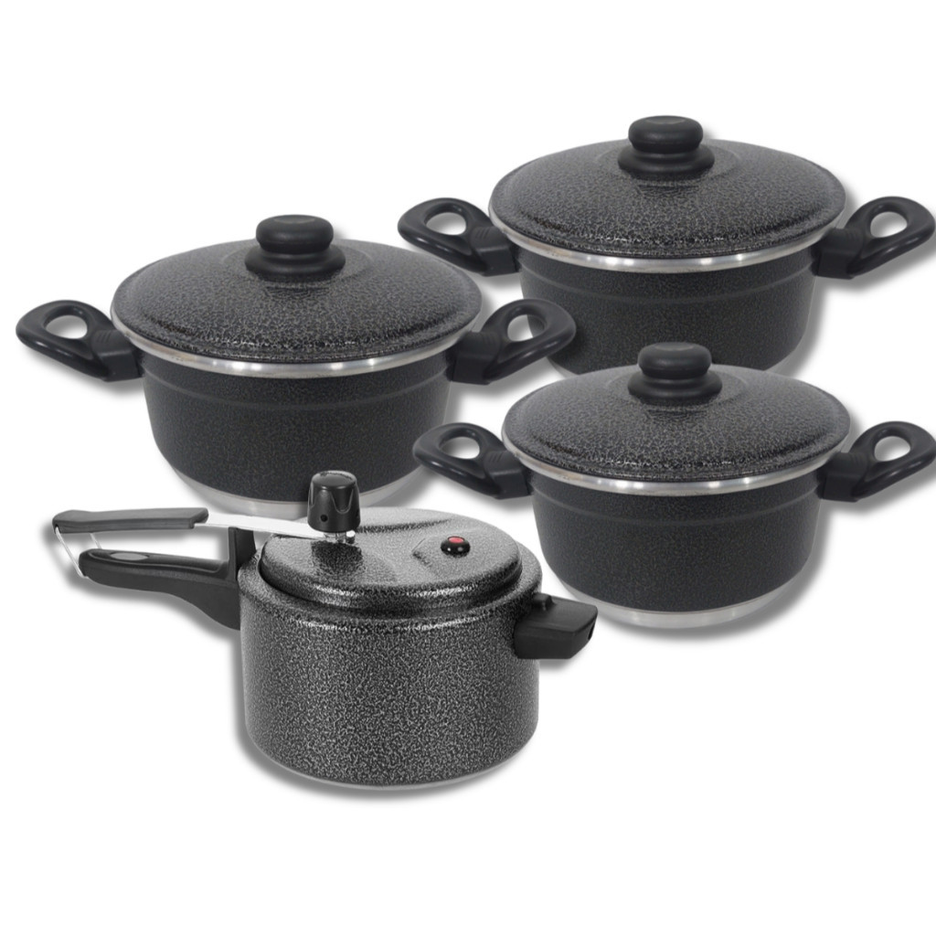 Jogo de Panelas 4 Peças com Panela Pressão 2,5 L Alumínio Reforçado em Oferta na Shopee