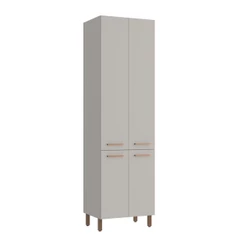 Armário Multiuso 4 Portas Cozinha 5 Prateleiras 100% MDF 230x70 Cm Cinza Casamia