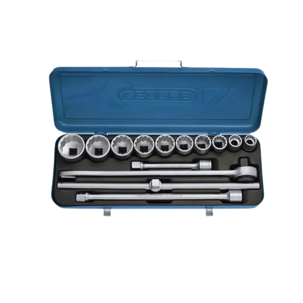 Jogo de Soquetes Estriados 3/4” 14 Peças CRV 7/8” a 2” Gedore D32EPU