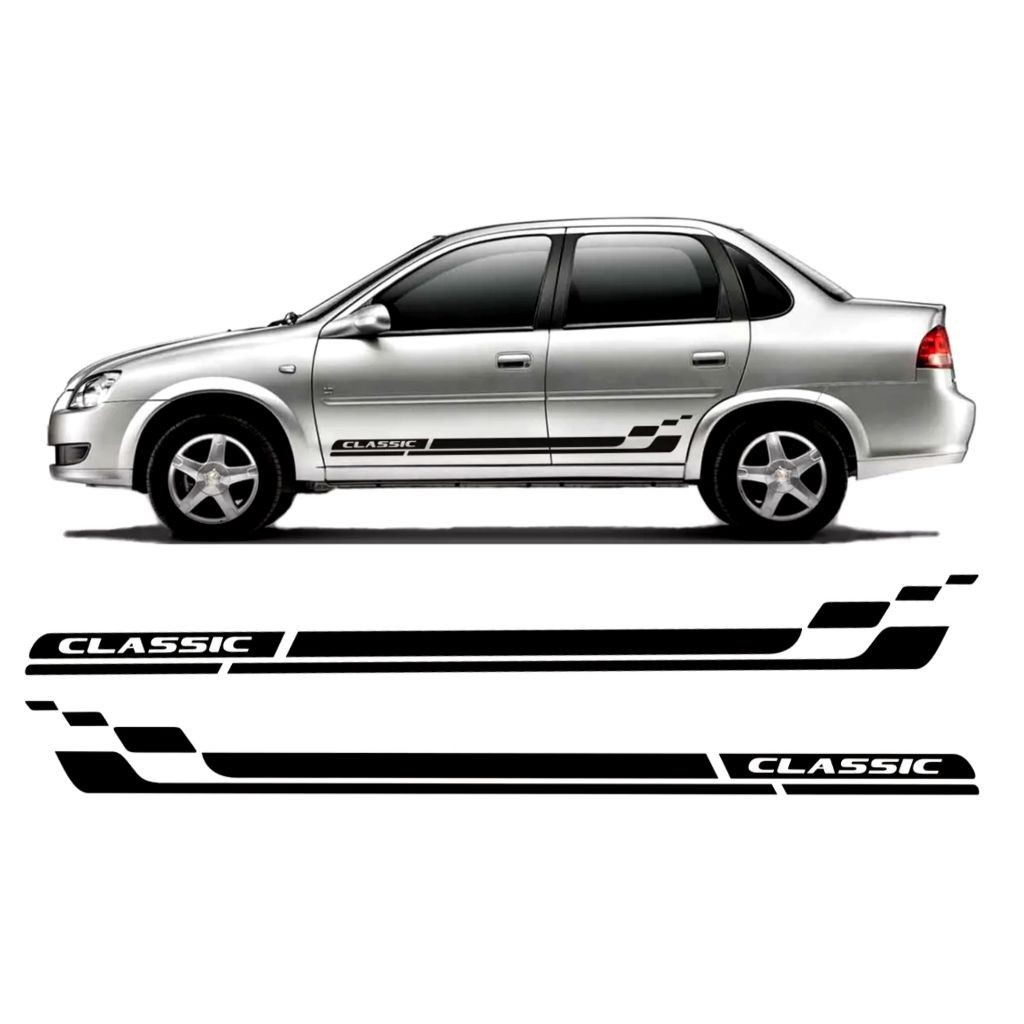 Kit Adesivo Lateral Corsa Classic Chevrolet Faixas Tuning Par Acessório Wind Super Pickup Personalizado CH75