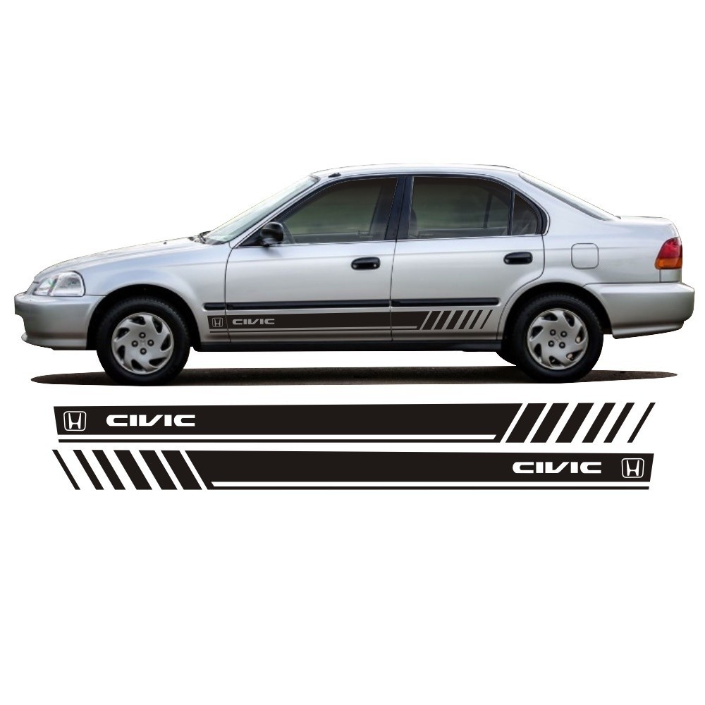Adesivo Lateral Para Honda Civic Até 2000 Faixa Cv8 Colante Fita Adesiva Tuning Acessórios