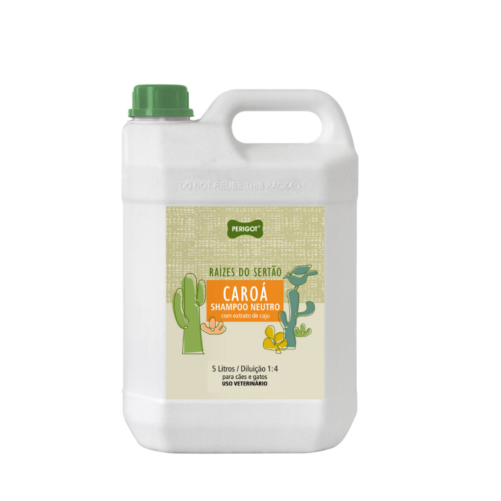 Shampoo Neutro Caroá Raízes do Sertão Perigot 5 Litros Profissional para Cães e Gatos
